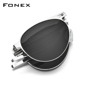 FONEX Polarized Sunglasses Men Portable Folding Pilot Sun Glasses for Man 2023 MaleUV400 Shades with Nylon Lens F1025