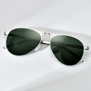 FONEX Polarized Sunglasses Men Portable Folding Pilot Sun Glasses for Man 2023 MaleUV400 Shades with Nylon Lens F1025