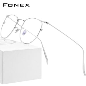 FONEX Pure B Titanium Glasses Frame Women Ultralight Polygon Prescription Eyeglasses Men Spectacles Myopia Optical Eyewear 885