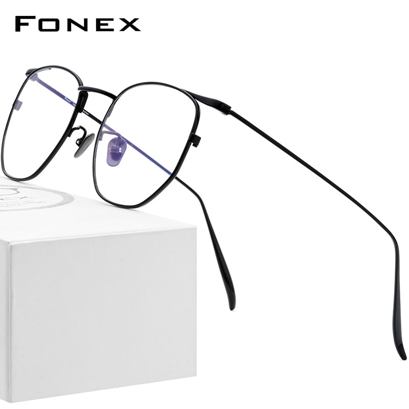 FONEX Pure B Titanium Glasses Frame Women Ultralight Polygon Prescription Eyeglasses Men Spectacles Myopia Optical Eyewear 885