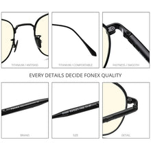Load image into Gallery viewer, FONEX Pure Titanium Anti Blue Light Blocking Glasses Women 2023 Vintage Round Antiblue Rays Computer Eyeglasses Men AB8560