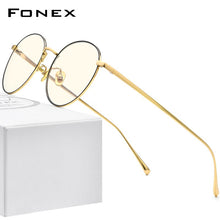 Carica l'immagine nel visualizzatore di Gallery, FONEX Occhiali da vista in titanio puro anti luce blu per le donne Occhiali da vista rotondi retrò da uomo 2023 Occhiali ottici vintage 30014 
