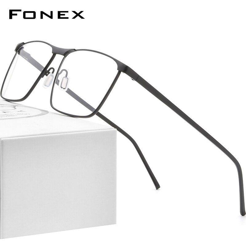 FONEX Pure Titanium Eyeglasses Frames 2023 Prescription Oversize Big Square Glasses Men Myopia Optical Frame Eyewear 8526