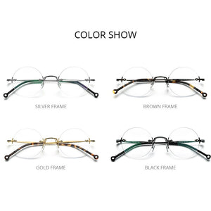FONEX Pure Titanium Glasses Frame Men 2023 Rimless Retro Round Prescription Eyeglasses Frames Women Optical Eyewear F9141