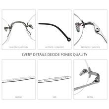 Load image into Gallery viewer, FONEX Pure Titanium Glasses Frame Men 2023 Rimless Retro Round Prescription Eyeglasses Frames Women Optical Eyewear F9141