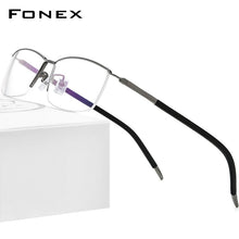 Load image into Gallery viewer, FONEX Pure Titanium Glasses Frame Men Half Square Myopia Optical Prescription Eyeglasses 2023 Semi Rimless Eyewear F1015