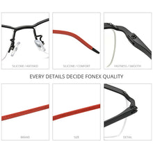 Load image into Gallery viewer, FONEX Pure Titanium Glasses Frame Men Half Square Myopia Optical Prescription Eyeglasses 2023 Semi Rimless Eyewear F1015