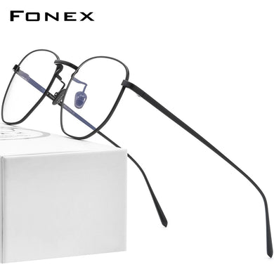 FONEX Pure Titanium Glasses Frame Men Myopia Optical Prescription Oversize Eyeglasses Frame Women Gold Polygon Eyewear 8518