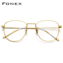 Load image into Gallery viewer, FONEX Pure Titanium Glasses Frame Men Myopia Optical Prescription Oversize Eyeglasses Frame Women Gold Polygon Eyewear 8518
