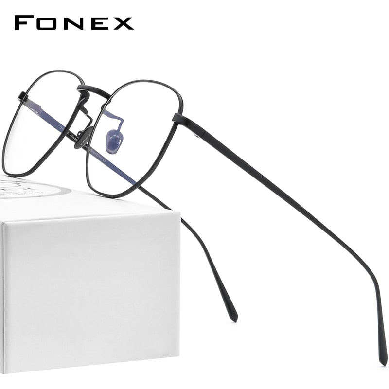 FONEX Pure Titanium Glasses Frame Men Myopia Optical Prescription Oversize Eyeglasses Frame Women Gold Polygon Eyewear 8518