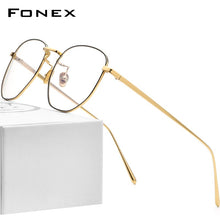 Load image into Gallery viewer, FONEX Pure Titanium Glasses Frame Men Myopia Optical Prescription Oversize Eyeglasses Frame Women Gold Polygon Eyewear 8518