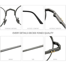 Load image into Gallery viewer, FONEX Pure Titanium Glasses Frame Men Retro Round Myopia Optical Prescription Eyeglasses Frames Women Vintage Eyewear 884