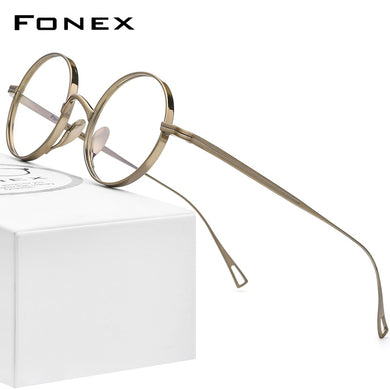 Pure Titanium Glasses Frame Men Retro Round Prescription Eyeglasses Women 2023 Vintage Myopia Optical Eyewear