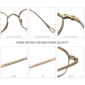 FONEX Pure Titanium Glasses Frame Men Retro Square Prescription Eyeglasses Women 2023 Vintage Myopia Optical Eyewear F85649