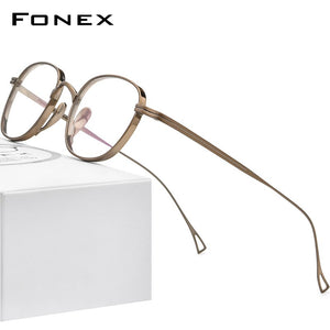 FONEX Pure Titanium Glasses Frame Men Retro Square Prescription Eyeglasses Women 2023 Vintage Myopia Optical Eyewear F85649