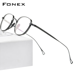 FONEX Pure Titanium Glasses Frame Men Retro Square Prescription Eyeglasses Women 2023 Vintage Myopia Optical Eyewear F85649