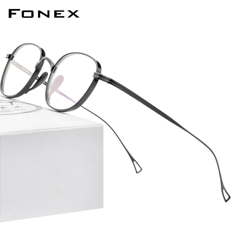 FONEX Pure Titanium Glasses Frame Men Retro Square Prescription Eyeglasses Women 2023 Vintage Myopia Optical Eyewear F85649