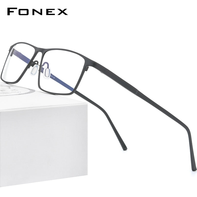 FONEX Pure Titanium Glasses Frame Men Retro Vintage Square Eyewear 2023 Prescription Optical Myopia Eyeglasses Frames 8552