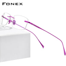 Load image into Gallery viewer, FONEX Pure Titanium Glasses Frame Men Rimless Prescription Square Eyeglasses 2023  Women Myopia Optical Eyewear 8562