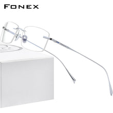 Load image into Gallery viewer, FONEX Pure Titanium Glasses Frame Men Rimless Prescription Square Eyeglasses 2023  Women Myopia Optical Eyewear 8562