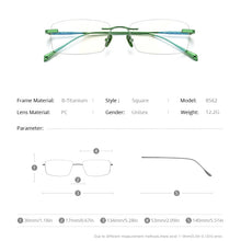 Load image into Gallery viewer, FONEX Pure Titanium Glasses Frame Men Rimless Prescription Square Eyeglasses 2023  Women Myopia Optical Eyewear 8562
