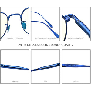 FONEX Pure Titanium Glasses Frame Men Square Eyewear 2023 Male Optical Myopia Prescription Eyeglasses Frames 8560