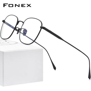 FONEX Pure Titanium Glasses Frame Men Square Eyewear 2023 Male Optical Myopia Prescription Eyeglasses Frames 8560