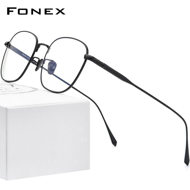 FONEX Pure Titanium Glasses Frame Men Square Eyewear 2023 Male Optical Myopia Prescription Eyeglasses Frames 8560