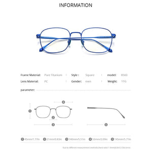 FONEX Pure Titanium Glasses Frame Men Square Eyewear 2023 Male Optical Myopia Prescription Eyeglasses Frames 8560