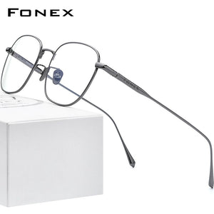 FONEX Pure Titanium Glasses Frame Men Square Eyewear 2023 Male Optical Myopia Prescription Eyeglasses Frames 8560