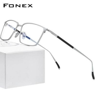 FONEX Pure Titanium Glasses Frame Men Square Eyewear 2023 Male Classic Optical Myopia Prescription Eyeglasses Frames 8535