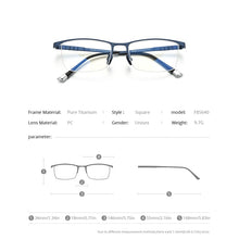 Load image into Gallery viewer, FONEX Pure Titanium Glasses Frame Men Square Eyewear 2023 Male Half Optical Myopia Prescription Eyeglasses Frames 85640