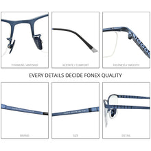 Load image into Gallery viewer, FONEX Pure Titanium Glasses Frame Men Square Eyewear 2023 Male Half Optical Myopia Prescription Eyeglasses Frames 85640