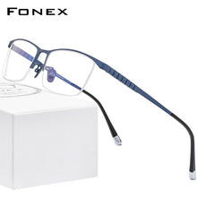 Load image into Gallery viewer, FONEX Pure Titanium Glasses Frame Men Square Eyewear 2023 Male Half Optical Myopia Prescription Eyeglasses Frames 85640