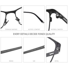 Load image into Gallery viewer, FONEX Pure Titanium Glasses Frame Men Square Eyewear Male Classic Full Optical Prescription Eyeglasses Frames Gafas Oculos 8505