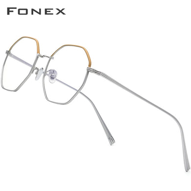 FONEX Pure Titanium Glasses Frame Men Ultralight Polygon Myopia Optical Prescription Eyeglasses Frame Women Female Eyewear 880