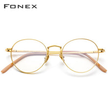 Load image into Gallery viewer, FONEX Pure Titanium Glasses Frame Men Ultralight Retro Round Myopia Optical Prescription Eyeglasses Frames Women Eyewear 879