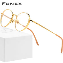 Load image into Gallery viewer, FONEX Pure Titanium Glasses Frame Men Ultralight Retro Round Myopia Optical Prescription Eyeglasses Frames Women Eyewear 879