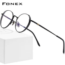 Load image into Gallery viewer, FONEX Pure Titanium Glasses Frame Men Ultralight Retro Round Myopia Optical Prescription Eyeglasses Frames Women Eyewear 879