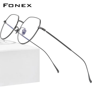 FONEX Pure Titanium Glasses Frame Men Vintage Polygon Myopia Optical Prescription Eyeglasses Frame Men 2023 Eyewear F85660