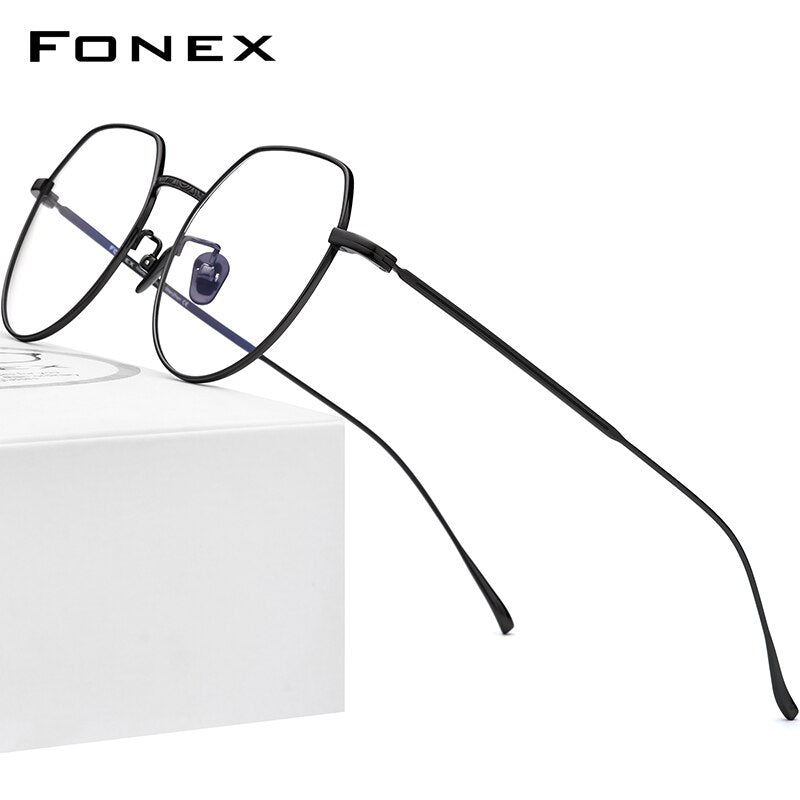 FONEX Pure Titanium Glasses Frame Men Vintage Polygon Myopia Optical Prescription Eyeglasses Frame Men 2023 Eyewear F85660