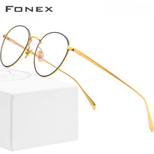 Load image into Gallery viewer, FONEX Pure Titanium Glasses Frame Men Vintage Round Myopia Optical Prescription Eyeglasses Frames Women Retro Oval Eyewear 893