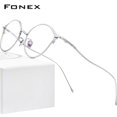 FONEX Pure Titanium Glasses Frame Women Retro Cat Eye Prescription Eyeglasses 2023 Cateye Myopia Optical Eyewear F85657