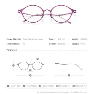 FONEX Pure Titanium Glasses Frame Women Retro Cat Eye Prescription Eyeglasses 2023 Cateye Myopia Optical Eyewear F85657