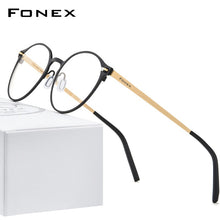 Load image into Gallery viewer, Pure Titanium Glasses Frame Women Retro Round Prescription Eyeglasses  New Men Antiskid Optical Screwless Eyewear