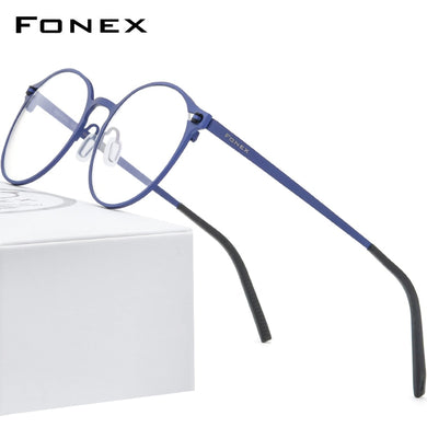 Pure Titanium Glasses Frame Women Retro Round Prescription Eyeglasses  New Men Antiskid Optical Screwless Eyewear