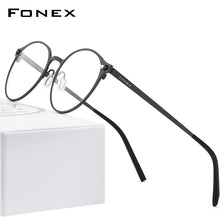 Load image into Gallery viewer, Pure Titanium Glasses Frame Women Retro Round Prescription Eyeglasses  New Men Antiskid Optical Screwless Eyewear