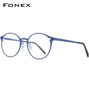 Pure Titanium Glasses Frame Women Retro Round Prescription Eyeglasses  New Men Antiskid Optical Screwless Eyewear