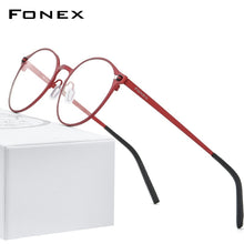 Load image into Gallery viewer, Pure Titanium Glasses Frame Women Retro Round Prescription Eyeglasses  New Men Antiskid Optical Screwless Eyewear