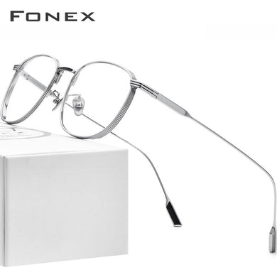 FONEX Pure Titanium Glasses Frame Women Vintage Round Myopia Optical Prescription Eyeglass Frame Men 2022  Titan Eyewear 8517